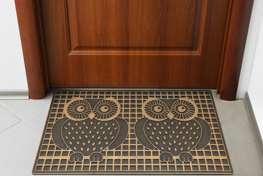 Wycieraczka gumowa kolor M45 antypoślizgowa złota czarna sowy