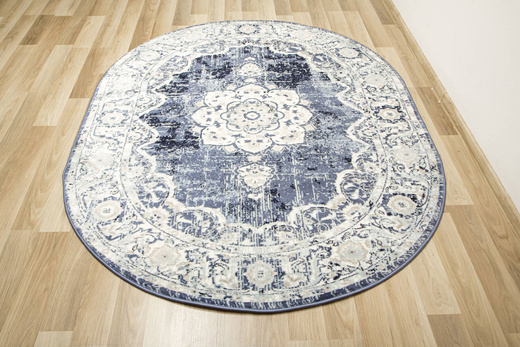 Owalny Dywan Victoria 7094A l.blue/cream owal Ornament Niebieski Krem