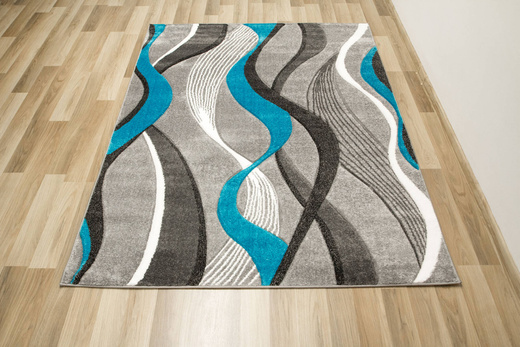 Dywan Amelia B178B grey/turquoise Szary Turkusowy Wstęgi Fale