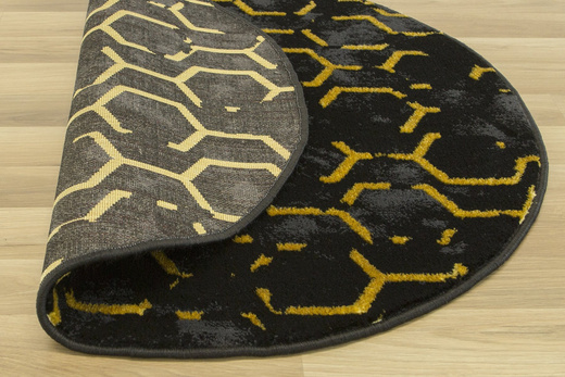 Okrągły Dywan Festival Gold 2296A black Plastry Miodu