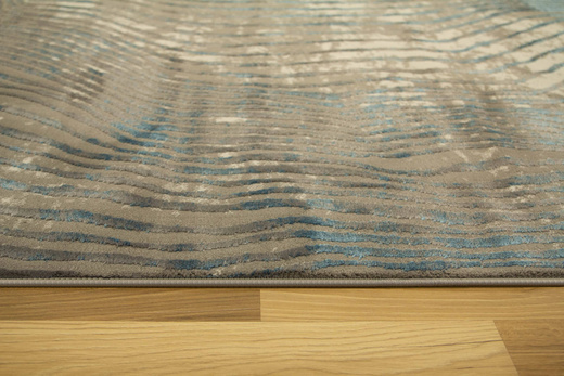 Lśniący Dywan Allora Plus 7804A d.greyHB/blue Szary Ciemny Turkus Fale