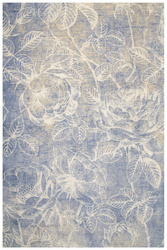 Wełniany Dywan Isfahan Rhode Beige Niebieski Beżowy Kwiaty