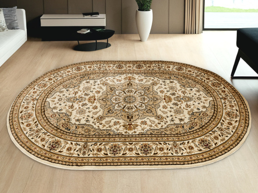 Owalny Dywan Super Rose 3792A cream/cream O Ornament Kwiaty Krem Beż