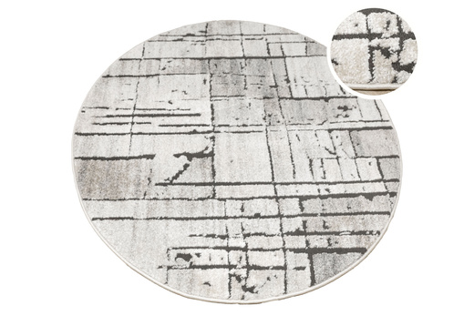 Dywan Okrągły Matara P157A l.grey/sp.antr Beż Szary Kwadraty