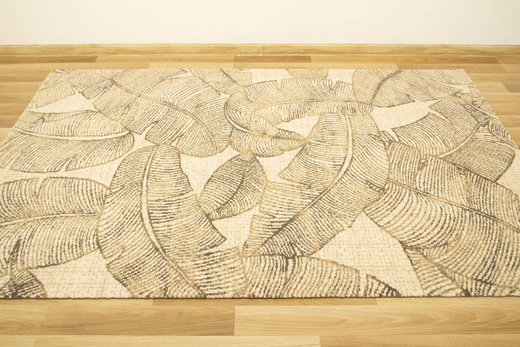 Wełniany Dywan Tempo Natural-B Feath Krem Beż Liście