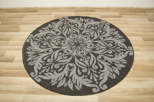 Okrągły Dwustronny Dywan Sznurkowy Brussels 205168/11010 Night Silver Ornament Outdoor