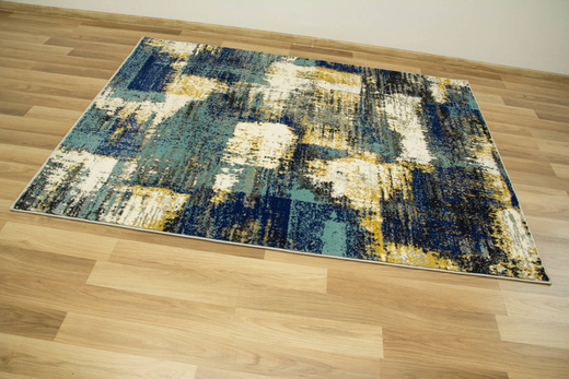 Dywan Victoria 7561A cream/blue Abstrakcyjny PrzecieranyKrem Turkus Żółty