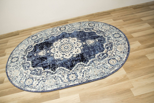Owalny Dywan Victoria 7094A l.blue/cream owal Ornament Niebieski Krem
