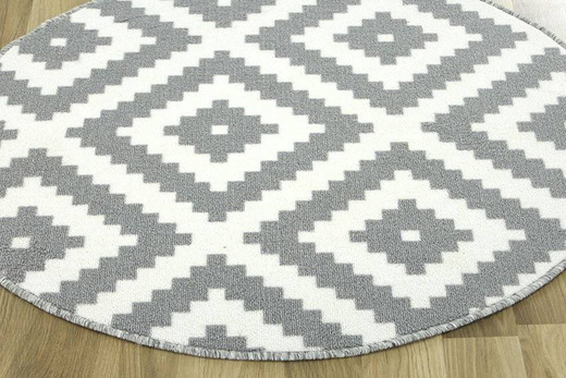 Szary Okrągły Dywan Romby