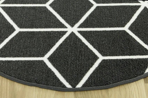 Antypoślizgowy Okrągły Dywan Cubes 29 grafitowy