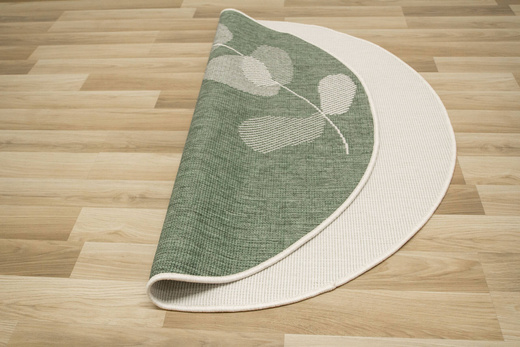 Okrągły Dwustronny Dywan Sznurkowy Brussels 205632/10520 green Zieleń Krem Listki Outdoor
