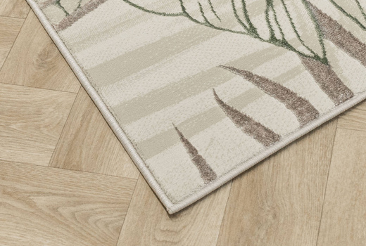 Lśniący Dywan Allora Plus F784A cream/green Beż Krem Zieleń Liście