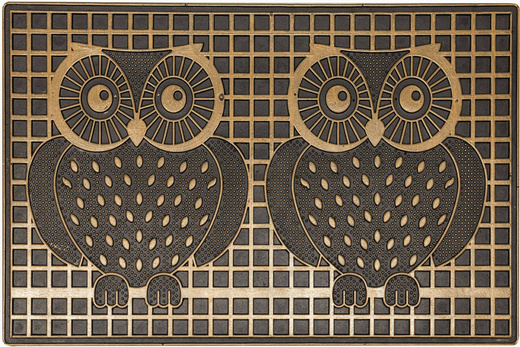 Wycieraczka gumowa kolor M45 antypoślizgowa złota czarna sowy