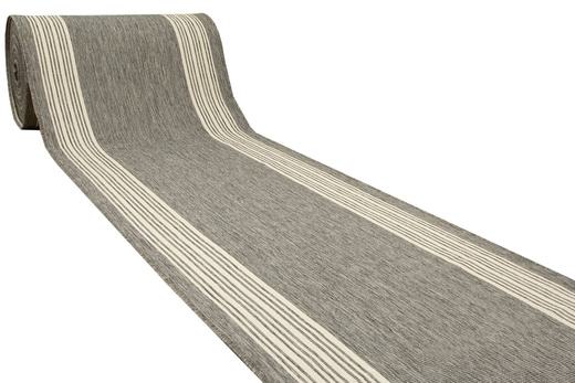 Dwustronny Sznurkowy Chodnik Brussels 205072 Szary Krem Paski szerokość 80 cm