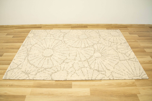 Wełniany Dywan Tempo Natural-B Abby Jasny Szary Kwiaty