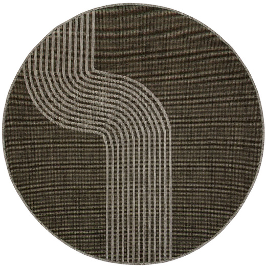 Okrągły Dwustronny Dywan Sznurkowy Brussels 205631/11020 Night Silver Szary Grafit Fala Outdoor