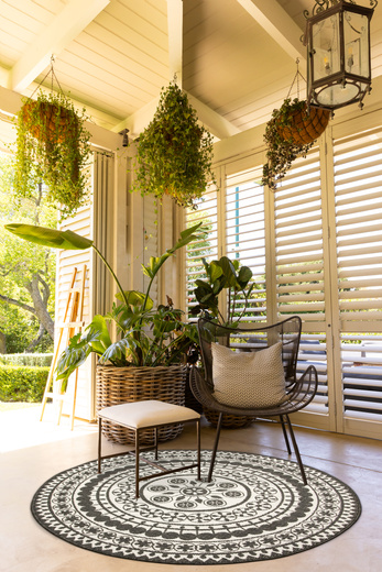 Okrągły Dwustronny Dywan Sznurkowy Brussels 205626/10110 Night Antracyt Krem Rozeta Outdoor