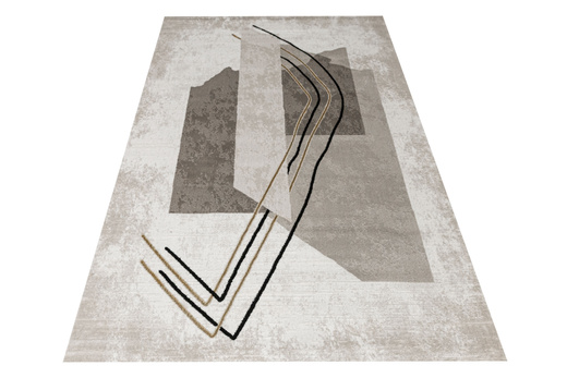 Dywan Kashmir KR168S Vizon/Black Szarobeżowy Złoty Abstrakcja