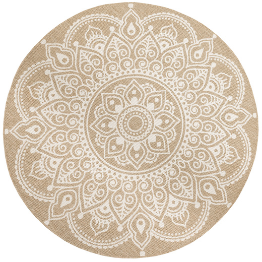 Okrągły Dwustronny Dywan Sznurkowy Brussels 205333/10810 Jute Beż Krem Rozeta Outdoor