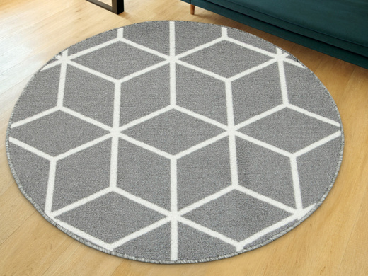 Antypoślizgowy Okrągły Dywan Cubes Jasny Szary 19