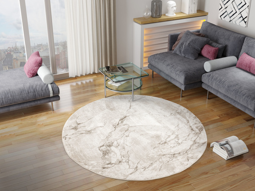 Okrągły Dywan Nantes NT071A Vizon/Vizon Szarobeżowy Marmur