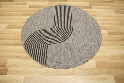 Okrągły Dwustronny Dywan Sznurkowy Brussels 205631/11020 Night Silver Szary Grafit Fala Outdoor