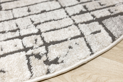 Dywan Okrągły Matara P157A l.grey/sp.antr Beż Szary Kwadraty