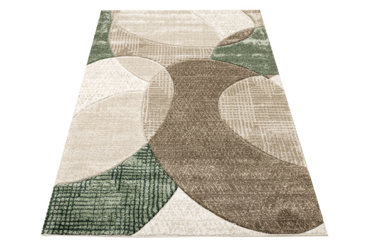 Dywan Kandy N390A d.beige/emeral Butelkowa Zieleń Beż Elipsy Fryz