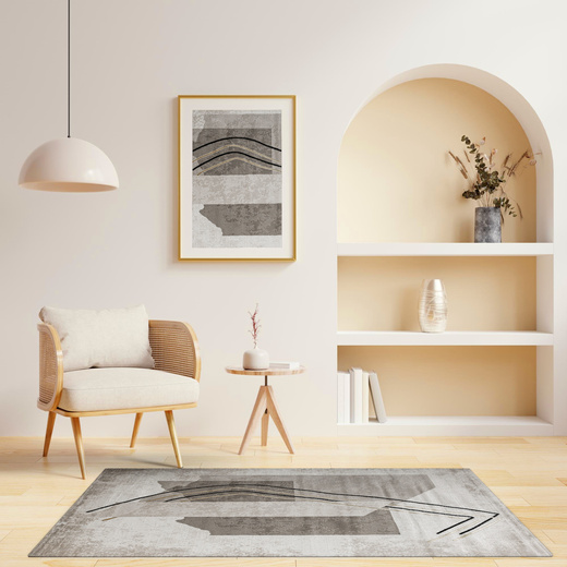 Dywan Kashmir KR168S Vizon/Black Szarobeżowy Złoty Abstrakcja