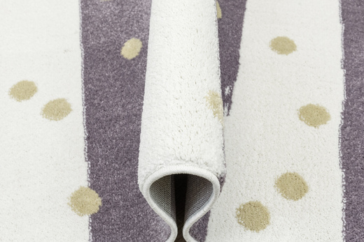 Dywan Półokrągły Dziecięcy Lima M044A cream/lila Fiolet Krem Zloty Paski