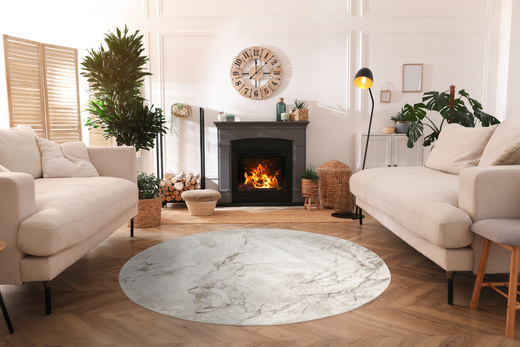 Okrągły Dywan Nantes NT071A Vizon/Vizon Szarobeżowy Marmur