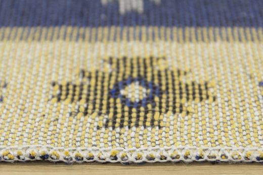 Dwustronny Dywanik Chodniczek Kilim Romby Niebieski