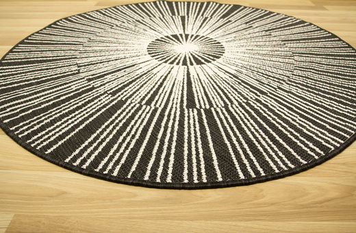 Okrągły Dwustronny Dywan Sznurkowy Brussels 205634/10110 Night Antracyt Krem Outdoor