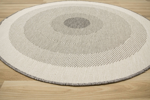 Okrągły Dwustronny Dywan Sznurkowy Brussels 205195/10010 Silver Szary Krem Koła Outdoor