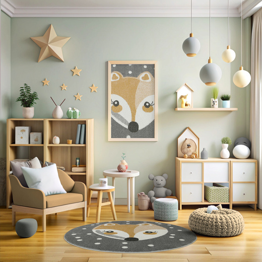 Okrągły Dywan Lima 1312B l.grey/cream Różowy Szary Lisek