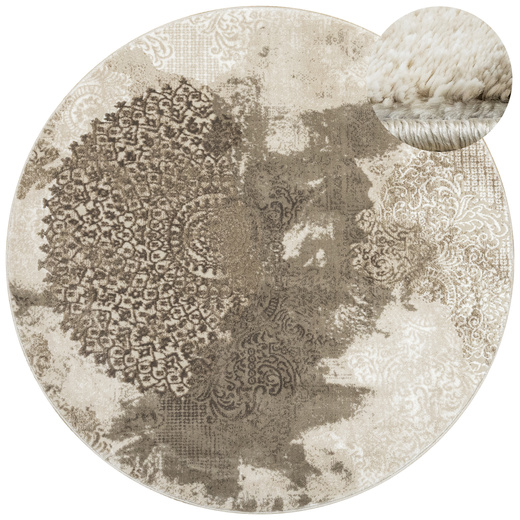 Okrągły Dywan Galya GAK11A brown/brown Beż Krem Boutique