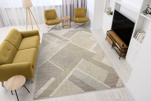 Dywan Wełniany Ballata Elian Shale Szary Zielony Geometria