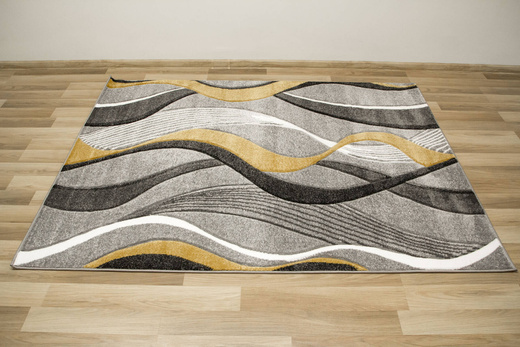 Dywan Amelia B178B grey/d.yellow Szary Żółty Wstęgi Fale