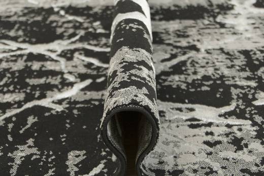 Lśniący Dywan Allora Plus 8060A black/grey Czarny Srebrny Marmur Beton