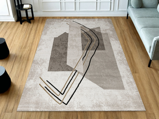 Dywan Kashmir KR168S Vizon/Black Szarobeżowy Złoty Abstrakcja