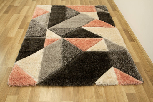 Dywan Shaggy California P477A antracyt/d.pow Trójkaty Krem Szary Róż