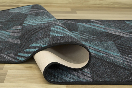 Antypoślizgowy Chodnik Logos 22 Turkus Grafit Romby szerokość 100 cm