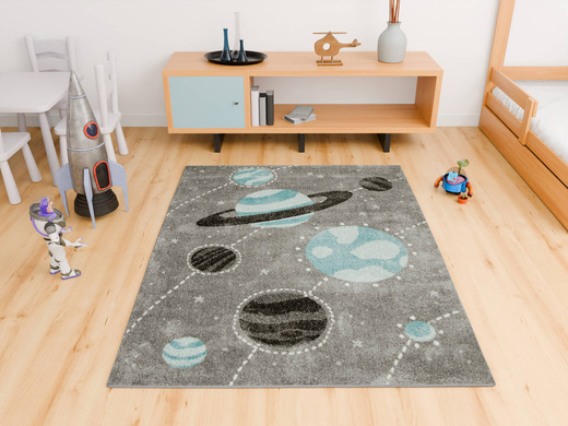 Dywan Lima F495A l.grey/blue Pastelowy Szary Niebieski Planety
