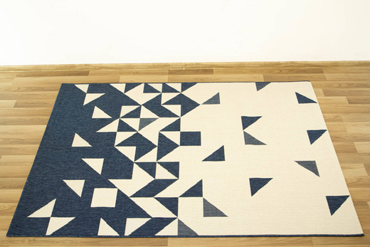 Dywan Sznurkowy Dwupoziomowy Vigo 20401/994 Granatowy Krem Trójkąty