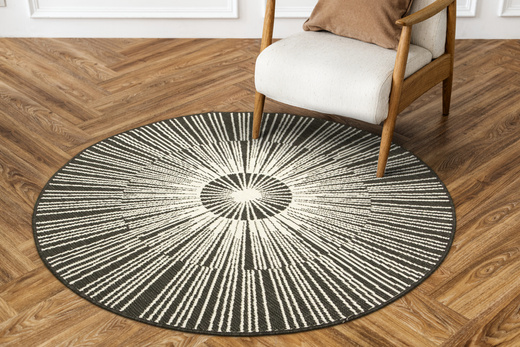 Okrągły Dwustronny Dywan Sznurkowy Brussels 205634/10110 Night Antracyt Krem Outdoor