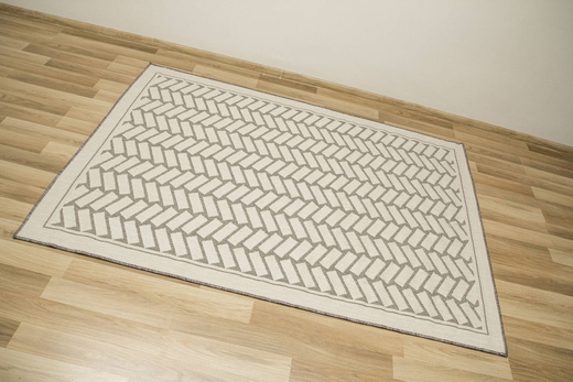 Dywan Dwustronny Sznurkowy Brussels 205855/10010 Silver Szary Krem Cegiełki Jodełka Outdoor