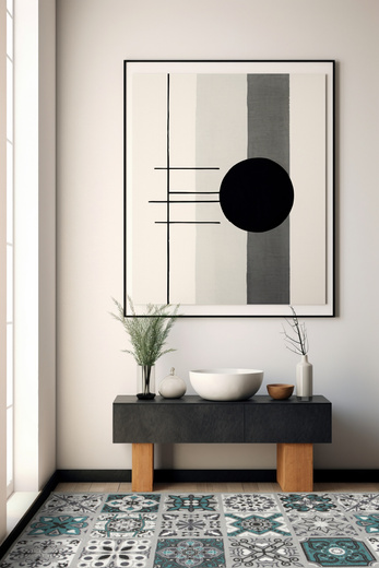 Antypoślizgowy chodnik podgumowany patchwork turkus szerokość 100 cm