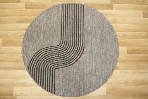 Okrągły Dwustronny Dywan Sznurkowy Brussels 205631/11020 Night Silver Szary Grafit Fala Outdoor
