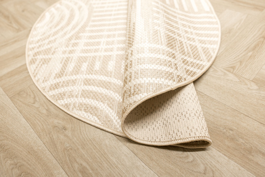 Okrągły Dywan Sznurkowy Haga 03606E cream/vizon Krem Beż Geometria Outdoor