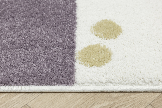 Dywan Półokrągły Dziecięcy Lima M044A cream/lila Fiolet Krem Zloty Paski